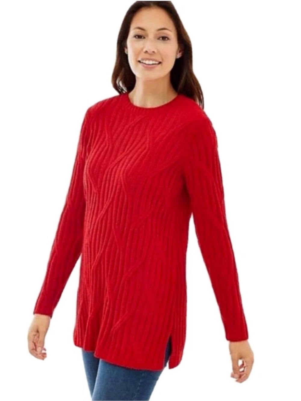J. Jill Chenille Cable Knit Sweater Women’s Size M Boat Neck Cozy Plush Holiday